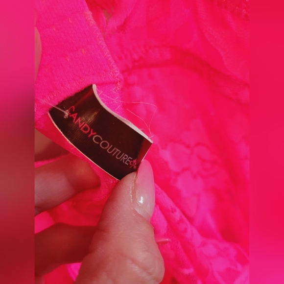 NWOT Candy Couture Hot Pink Lace Lingere - Picture 10 of 11
